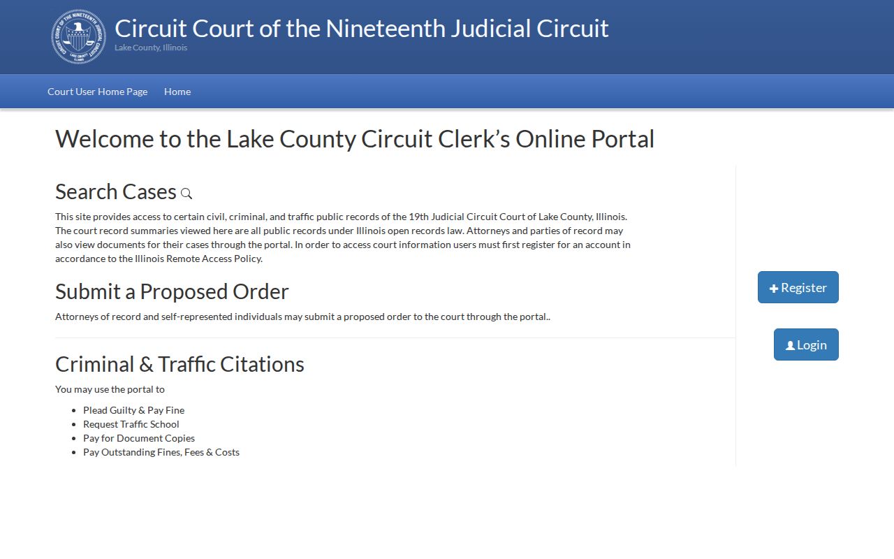 Round Lake Beach residents directory Lake County eCourt search
