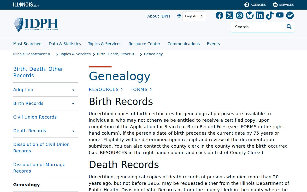 Illinois genealogy records page for former Round Lake Beach residents