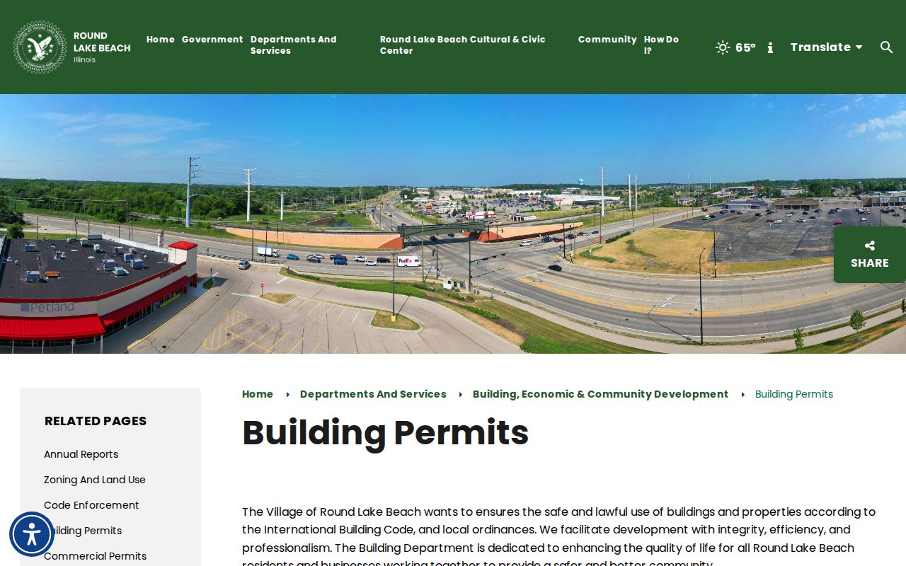 Round Lake Beach building permit page for address records